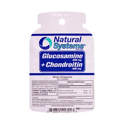 GLUCOSAMINA CHONDOITRIN 500/400MG CAP X 10 (NATURAL SYSTEMS)